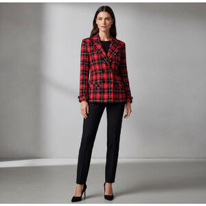 Karin Stevens Tartan Plaid Blazer Jacket Size 14
